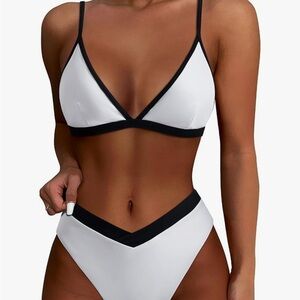 Women's Black and White Bikini Set